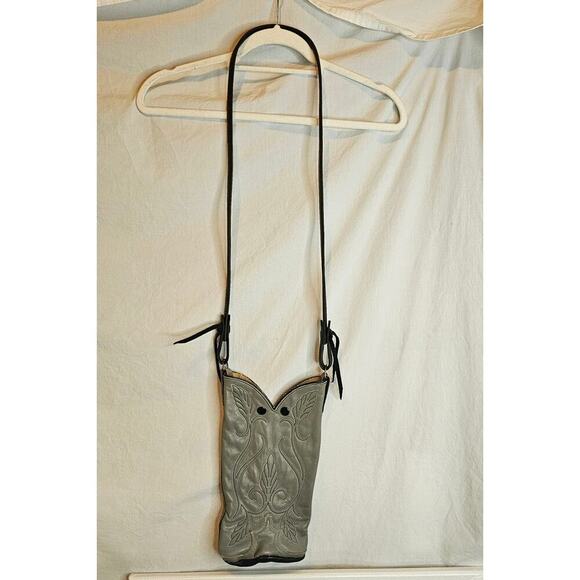 Cowboy Boot Gray Crossbody Purse/bag. Made USA. Sturdy straps. Cowgirl. Western. - Picture 1 of 16